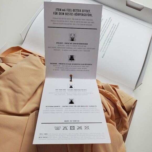 Item M6 Power Mesh Dress Open Bust apricot Shapewear Pullover Nude Compression - Picture 9 of 11